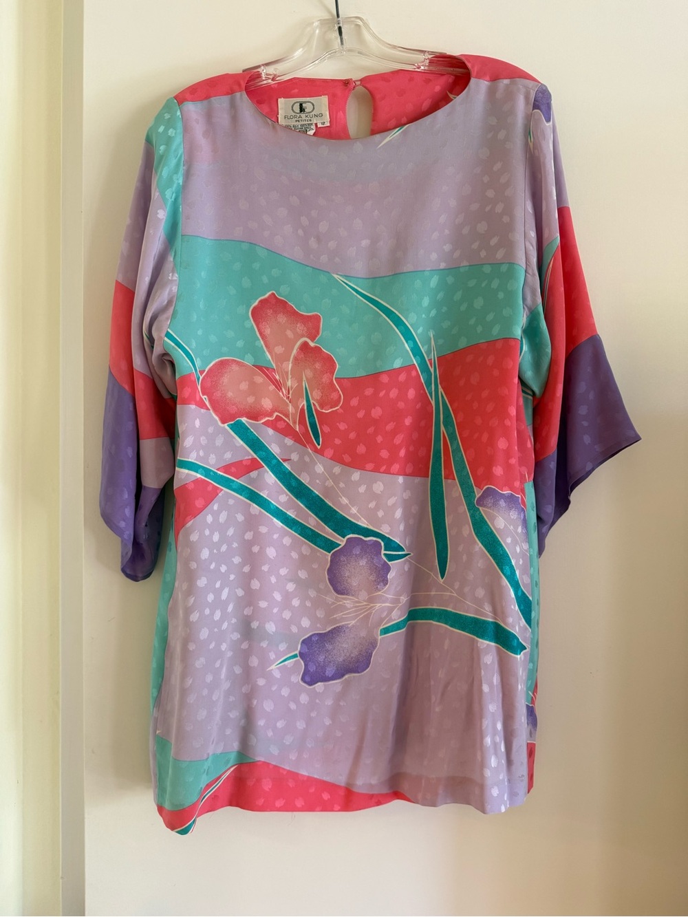 Flower print vintage silk tunic